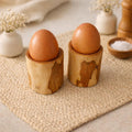 L-Uvieri handcrafted Mediterranean olive wood egg cups set of two by Clint Graham Maltese Artisan