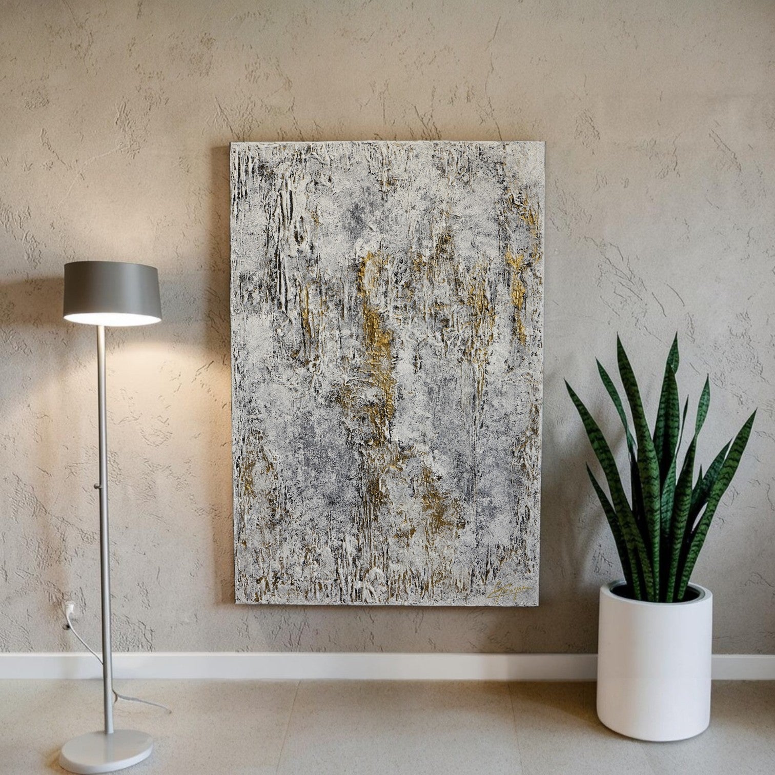 La Dorada, original mixed media painting, 60x90cm, gold and earthy textured abstract landscape by Clint Graham Maltese Artisan