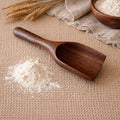 Tad-Dqiq handcrafted walnut wood flour scoop 20cm, smooth natural grain, by Clint Graham Maltese Artisan
