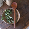 Tat-Tisjir handcrafted cherry wood spoon 31cm, walnut oil finish, traditional Maltese kitchen tool by Clint Graham Maltese Artisan